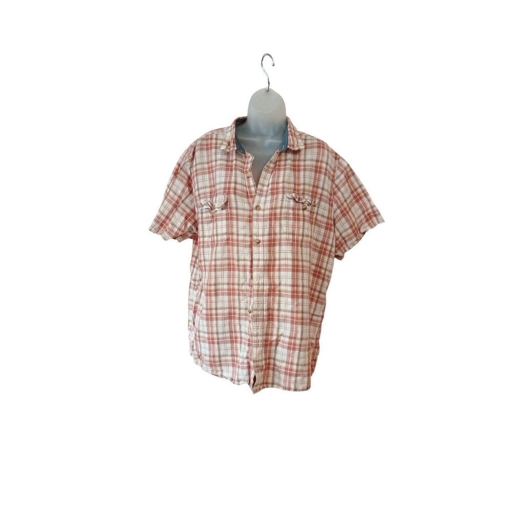 Men’s Alesbury large red, brown, yellow plaid short sleeve shirt size  xlarge